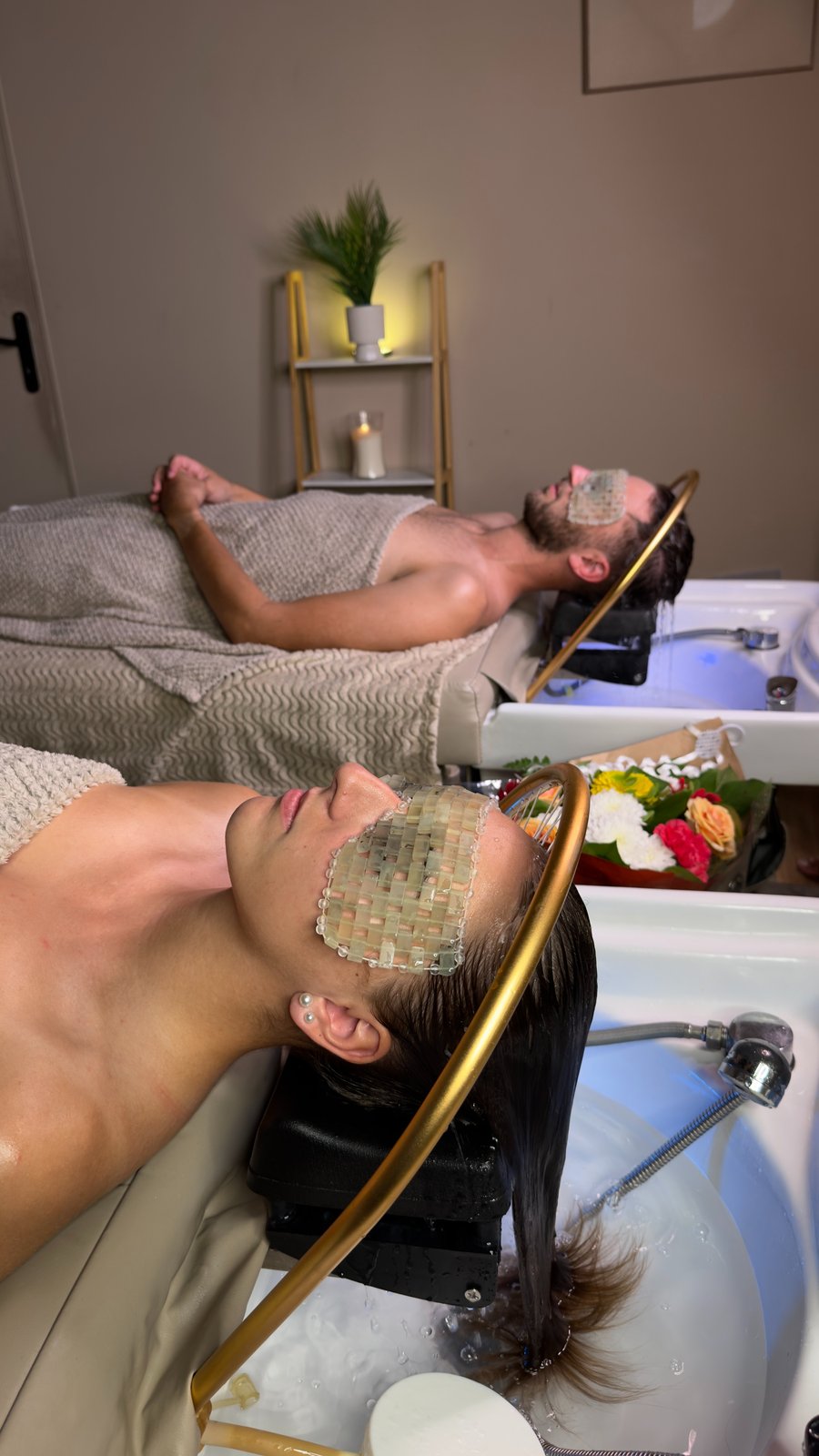 Head spa japonais en duo sous l'arche d'eau, salon C&S Nancy